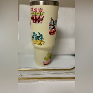Tumbler 40 oz With Finished Diamond Art Stickers